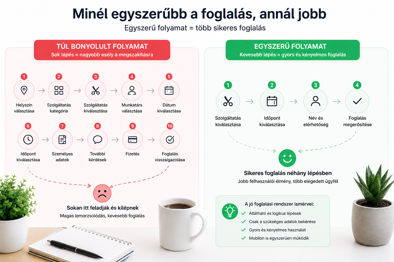 Egyszerű és gyors online foglalási folyamat